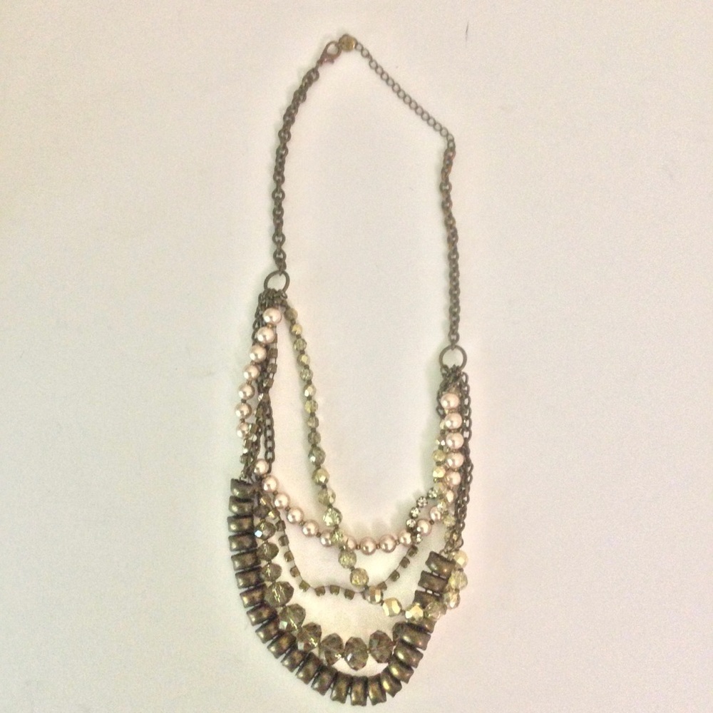 Loft Statement Necklace Multilayered Brown/Golds